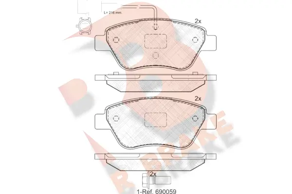 Kit de plaquettes de frein, frein à disque R BRAKE RB1444-203