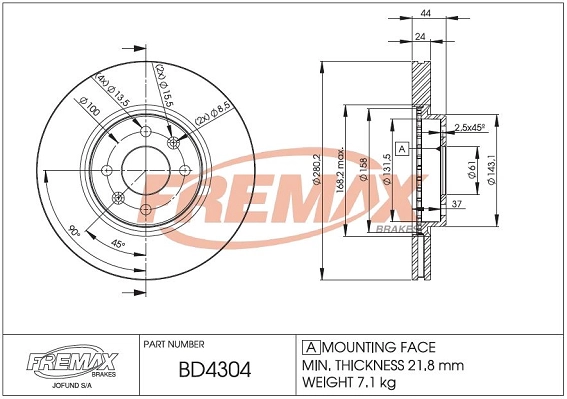 Disque de frein FREMAX BD-4304