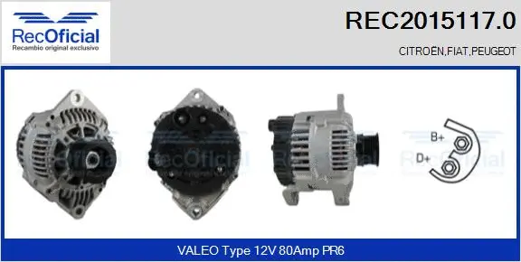 Alternateur RECOFICIAL REC2015117.0