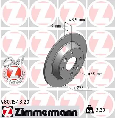 Disque de frein ZIMMERMANN 480.1543.20