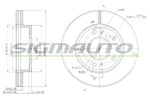 Disque de frein SIGMAUTO DBB356V