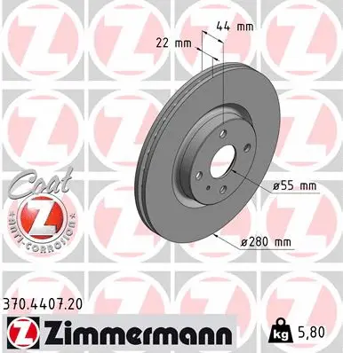 Disque de frein ZIMMERMANN 370.4407.20