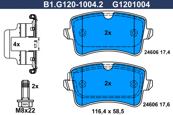Kit de plaquettes de frein, frein à disque GALFER B1.G120-1004.2
