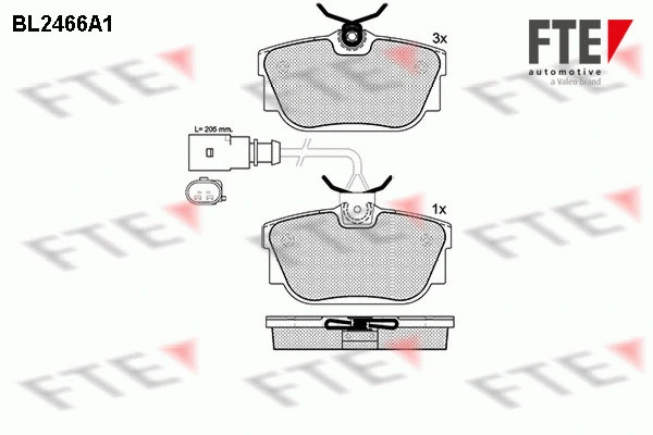 Kit de plaquettes de frein, frein à disque FTE 9010749