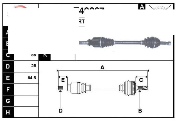 Arbre de transmission Technika 38267