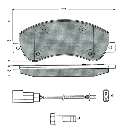 Kit de plaquettes de frein, frein à disque MTR MT554