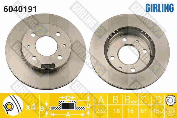 Disque de frein GIRLING 6040191