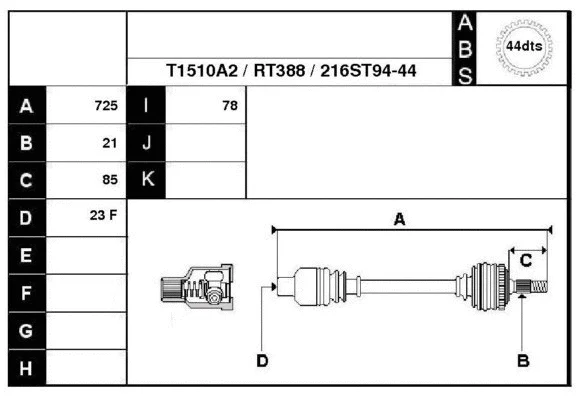 Arbre de transmission Technika 38216A2
