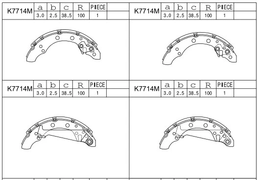 Jeu de mâchoires de frein ASIMCO K7714M