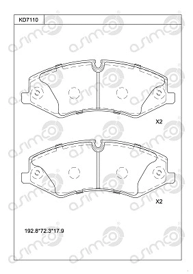 Kit de plaquettes de frein, frein à disque ASIMCO KD7110