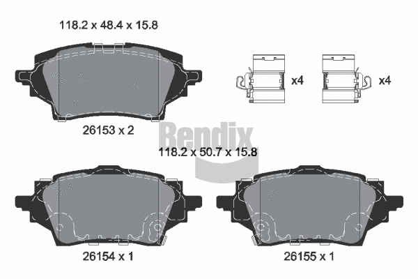 Kit de plaquettes de frein, frein à disque BENDIX Braking BPD2473