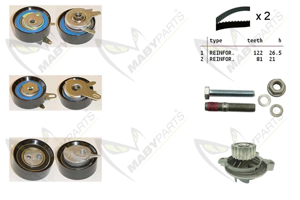 Pompe à eau + kit de courroie crantée MABYPARTS OBKWP0169
