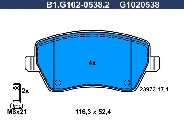 Kit de plaquettes de frein, frein à disque GALFER B1.G102-0538.2