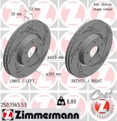 Disque de frein ZIMMERMANN 250.1365.53