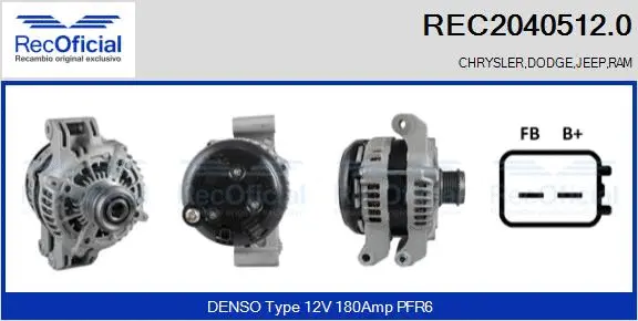 Alternateur RECOFICIAL REC2040512.0