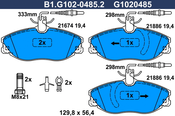 Kit de plaquettes de frein, frein à disque GALFER B1.G102-0485.2