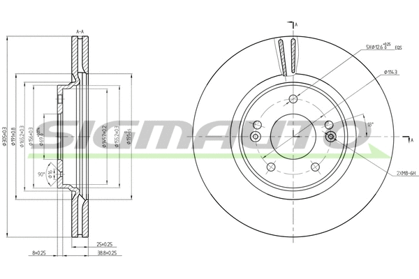 Disque de frein SIGMAUTO DBC680V