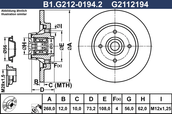 Disque de frein GALFER B1.G212-0194.2