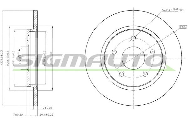 Disque de frein SIGMAUTO DBB808S