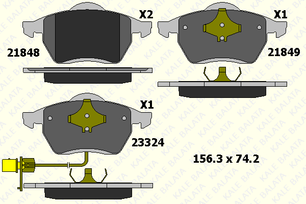 Kit de plaquettes de frein, frein à disque KALE 21849 206 05
