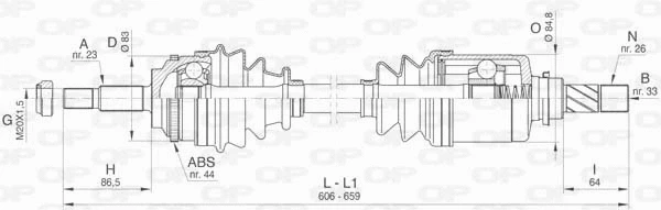 Arbre de transmission OPEN PARTS DRS6437.00