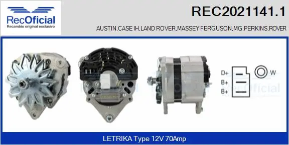Alternateur RECOFICIAL REC2021141.1
