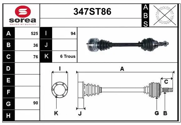 Arbre de transmission STARTCAR 347ST86