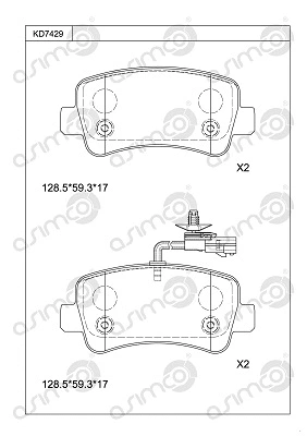 Kit de plaquettes de frein, frein à disque ASIMCO KD7429