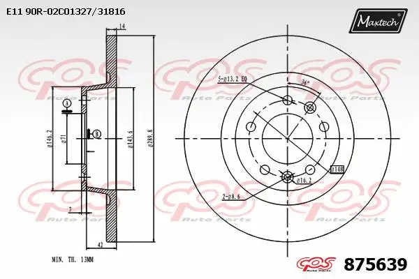 Disque de frein MAXTECH 875639