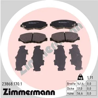 Kit de plaquettes de frein, frein à disque ZIMMERMANN 23868.170.1