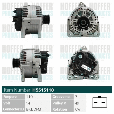 Alternateur HOFFER H5515110