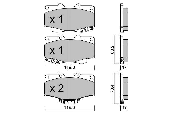 Kit de plaquettes de frein, frein à disque AISIN BPTO-1019
