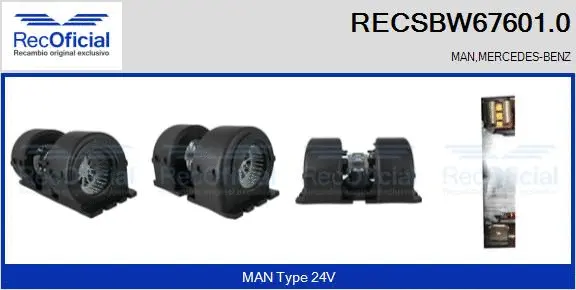 Pulseur d'air habitacle RECOFICIAL RECSBW67601.0