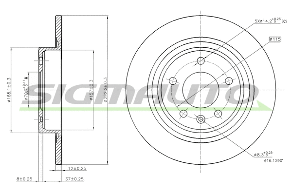 Disque de frein SIGMAUTO DBB871S