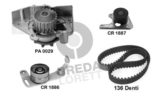 Pompe à eau + kit de courroie crantée BREDA LORETT KPA0123A