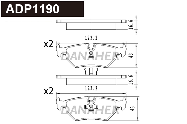 Kit de plaquettes de frein, frein à disque DANAHER ADP1190