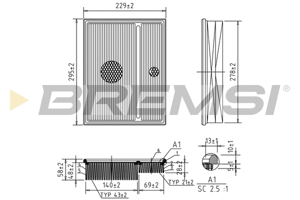 Filtre à air BREMSI FA1368