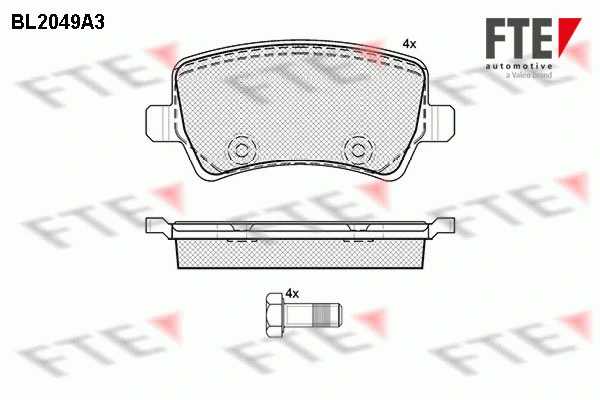 Kit de plaquettes de frein, frein à disque FTE 9010635