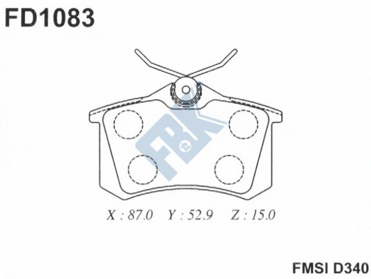 Kit de plaquettes de frein, frein à disque FBK FD1083