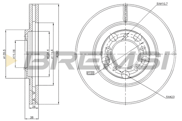 Disque de frein BREMSI CD7071V
