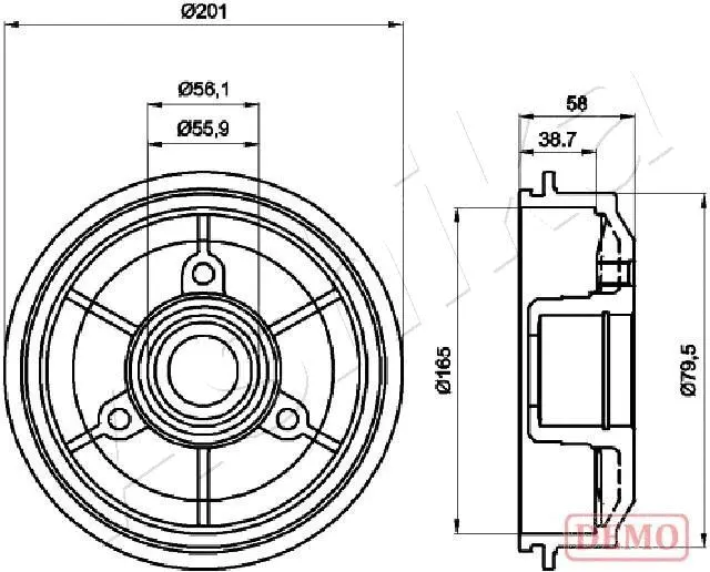 Tambour de frein ASHIKA 56-00-0607C