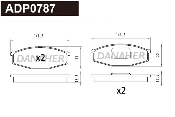 Kit de plaquettes de frein, frein à disque DANAHER ADP0787