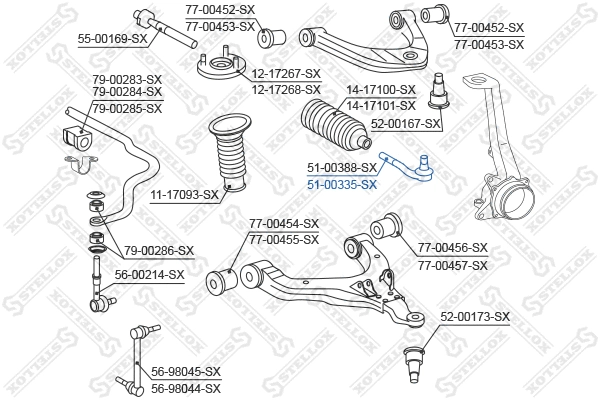 Rotule de barre de connexion STELLOX 51-00335-SX