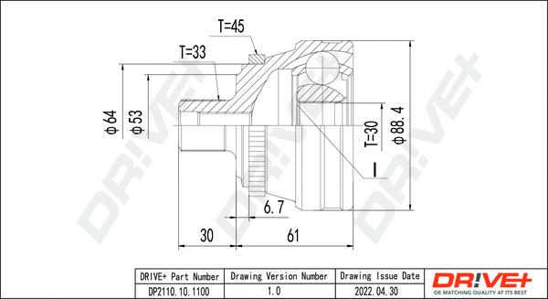 Jeu de joints, arbre de transmission Dr!ve+ DP2110.10.1100