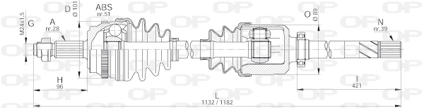 Arbre de transmission OPEN PARTS DRS6261.00