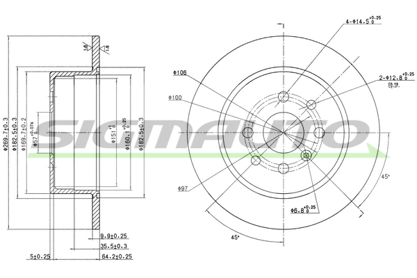 Disque de frein SIGMAUTO DBA814S