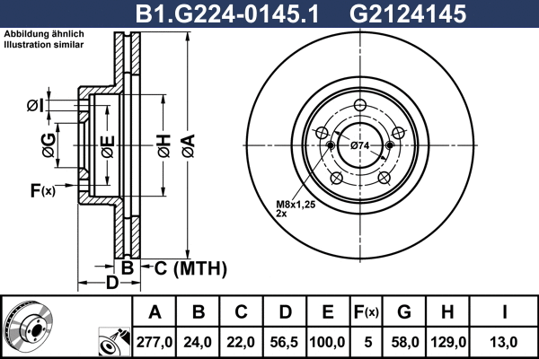 Disque de frein GALFER B1.G224-0145.1