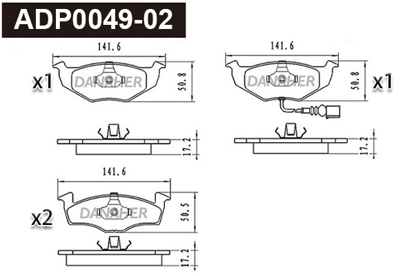 Kit de plaquettes de frein, frein à disque DANAHER ADP0049-02