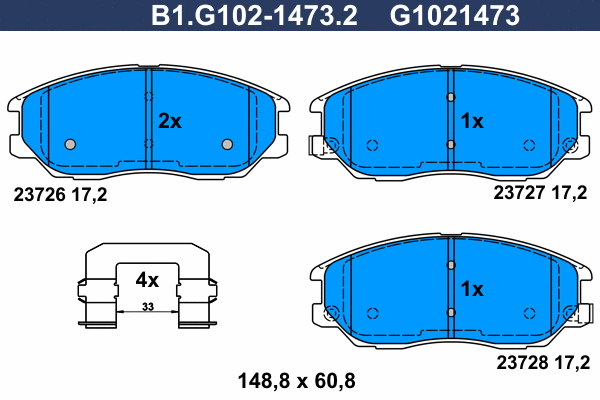 Kit de plaquettes de frein, frein à disque GALFER B1.G102-1473.2