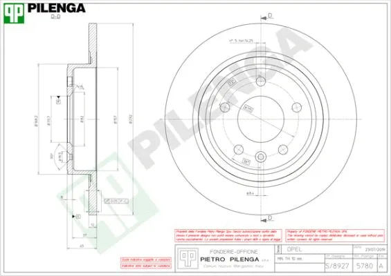 Disque de frein PILENGA 5780